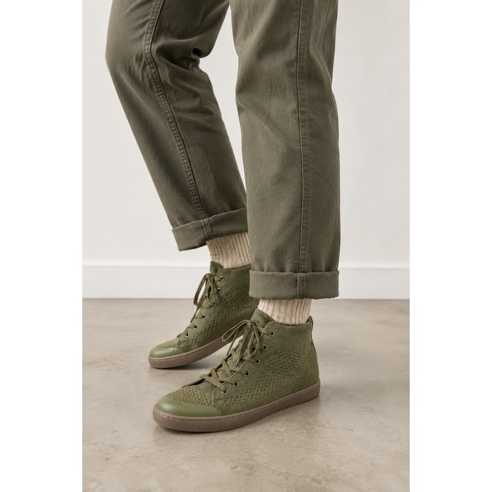 SUAVS Legacy Olive Green Knit High Top Sneakers Men's 12 Travel Minimalist Shoes